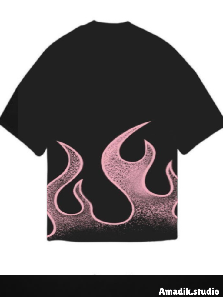 Drop Shoulder Pink Fire Style